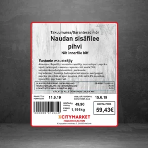 K-Citymarket esipainettu etiketti pakkauskoneeseen 75x90mm